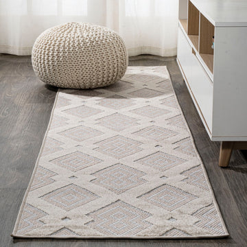 Duwun High-low Pile Ogee Trellis Tone-on-tone Indoor/outdoor Area Rug